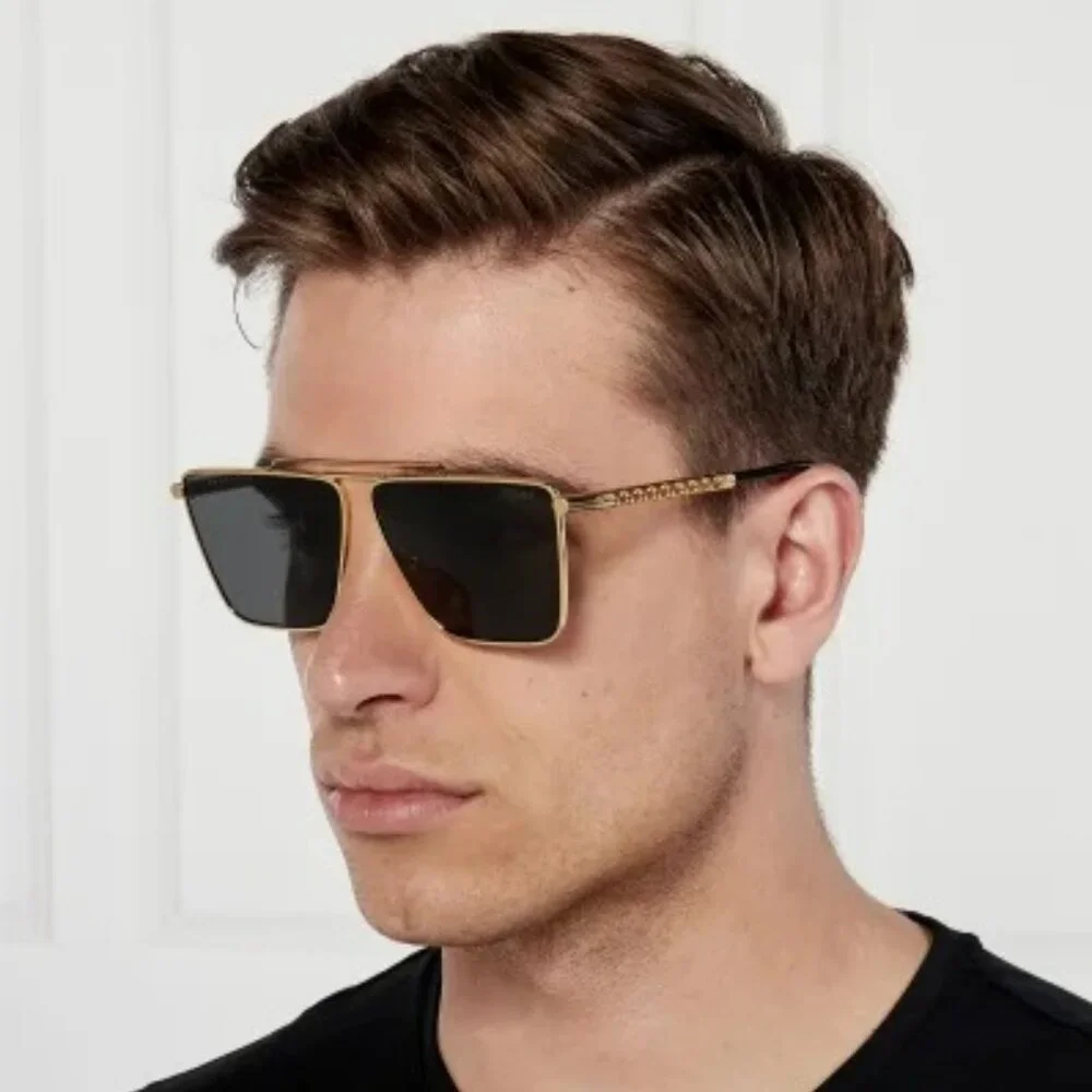 Versace VE2266 100287 BRAND NEW Sunglasses Gold Dark Grey Pilot Unisex